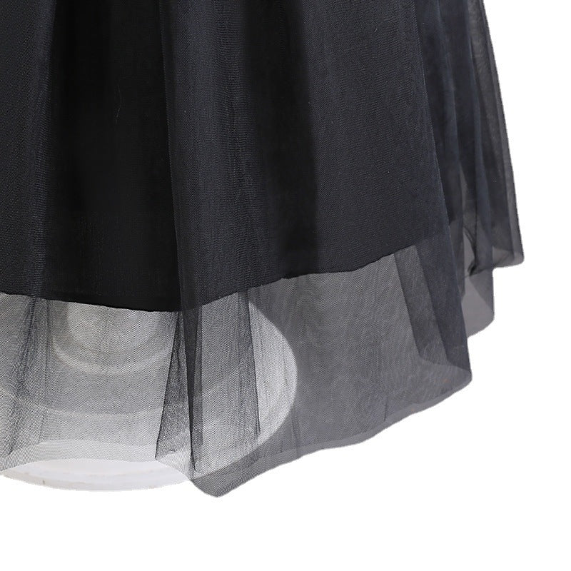 Children Shirt Black Drama Same Style Girl Cosplay Clothes Doll Collar Mesh Umbrella Princess Dress - RICALOUX