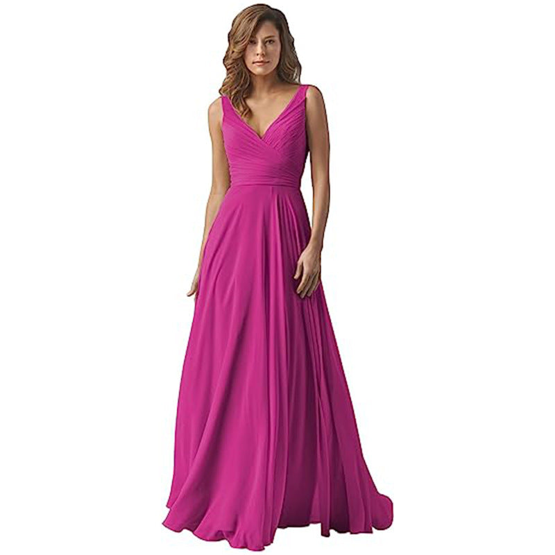 Women's V-neck Slim-fit Chiffon Dress by Ricaloux