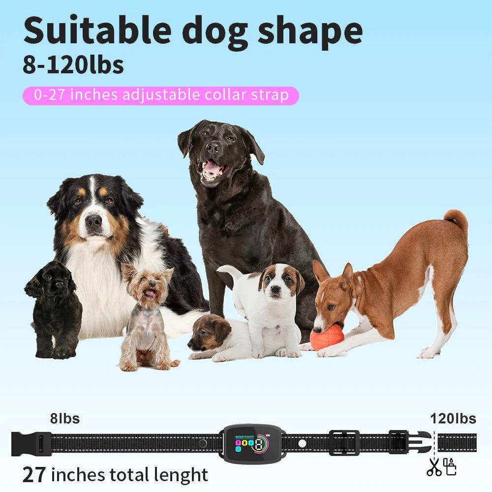 Smart Automatic Anti Barking Dog Collar Rechargeable Bark Stopper Stop Barking HD Digital Display IP67 Waterproof Collar For Dogs Pet Products - RICALOUX
