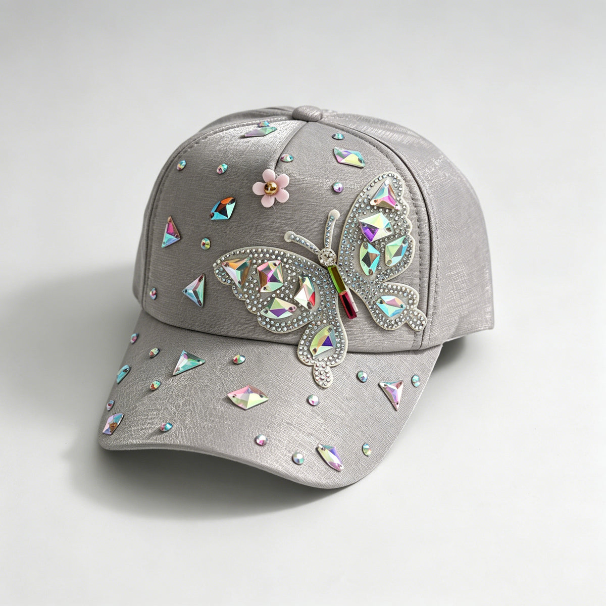 Summer Women's Colorful Butterfly Rhinestone Baseball Cap - Sweet, Cool And Bold Girlie Style Fedora Hat - Suitable For Party Outings And Daily Wear by Ricaloux