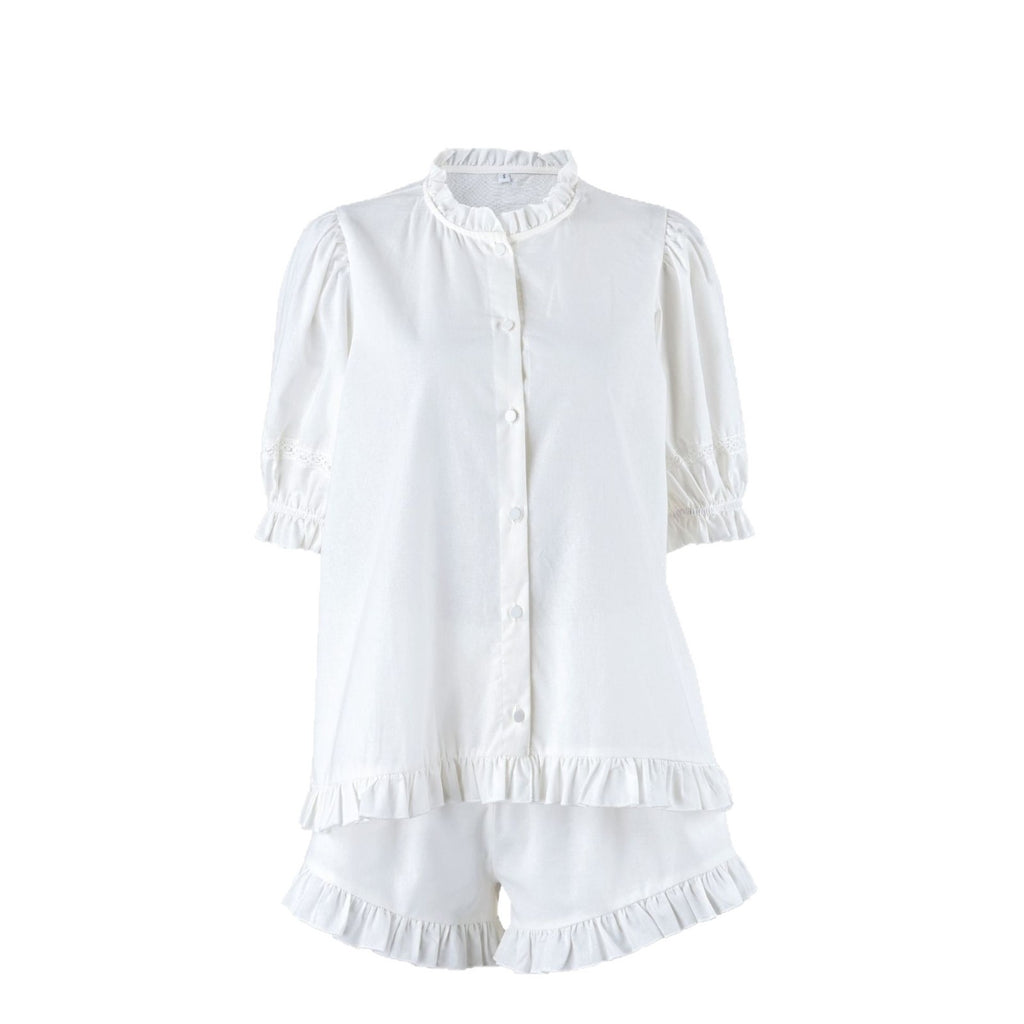 Womens Cardigan Top With Ruffled Hem And Shorts Set by Ricaloux