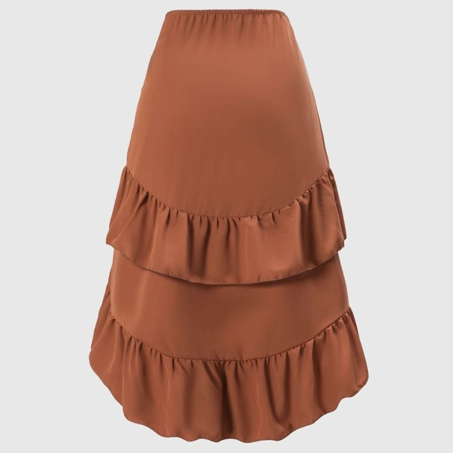 Sweet High-waisted Slimming Ruffled Hem Skirt For Women - RICALOUX