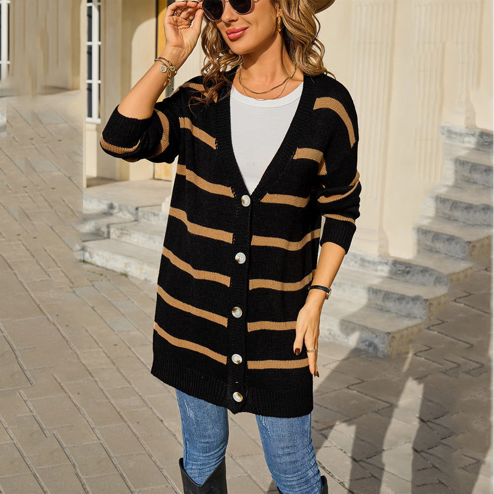 Minimalist Versatile Striped Jacket With Buttons – Premium 0 | RICALOUX