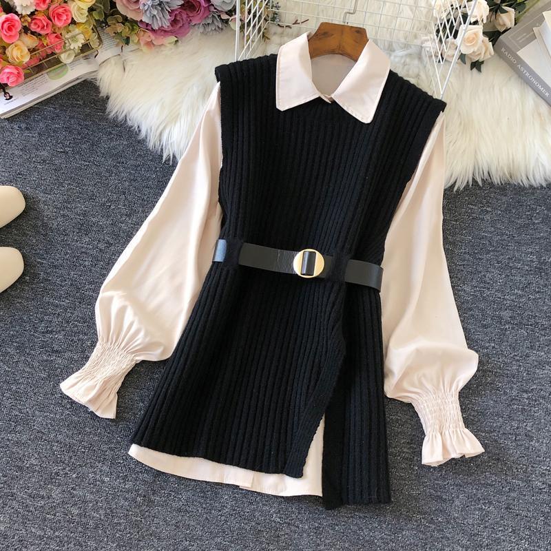 Shirt Knitted Two-piece Vest Set Fan High Quality Casual Fashion - RICALOUX