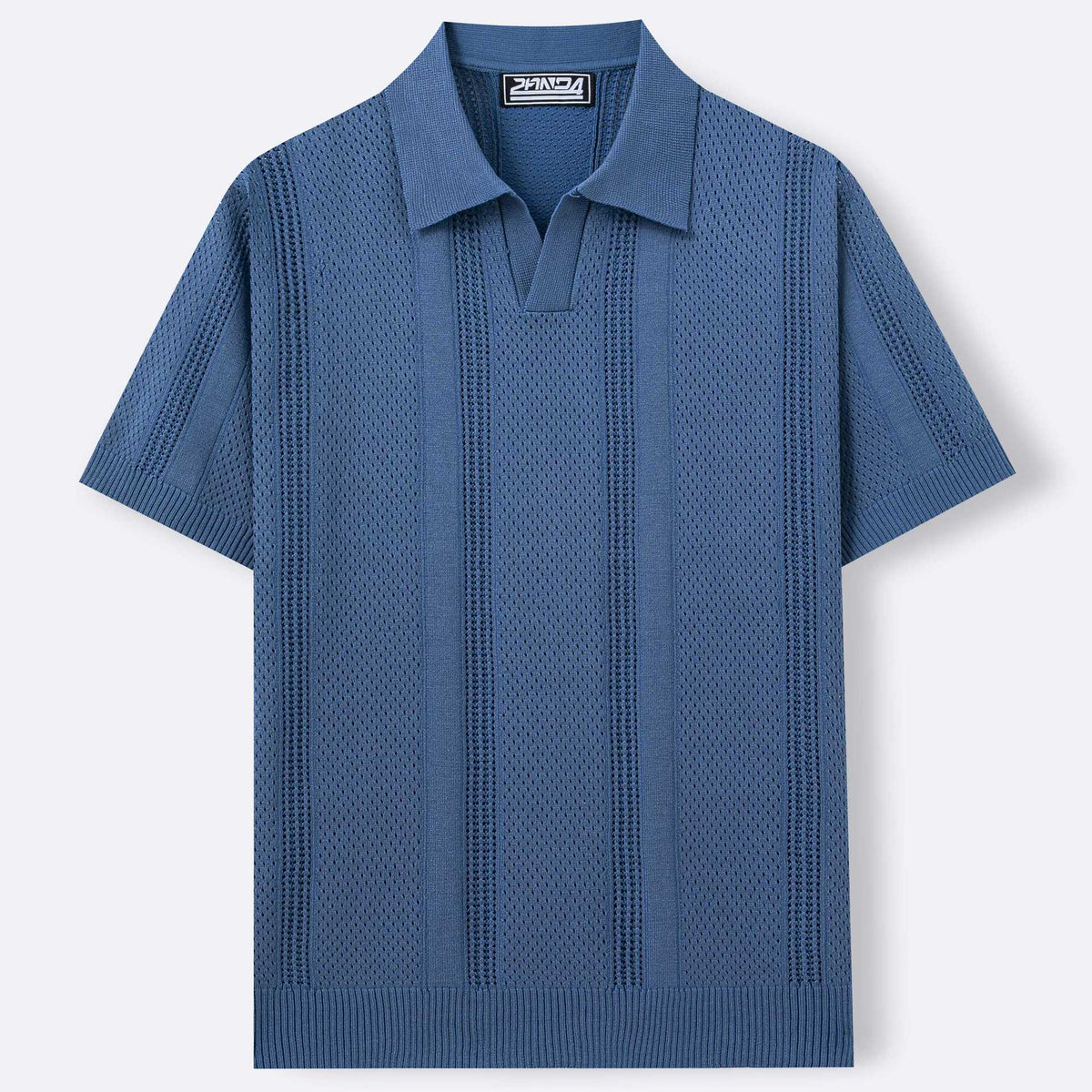 Mens Hollow-Out Knitted Polo Shirt by Ricaloux