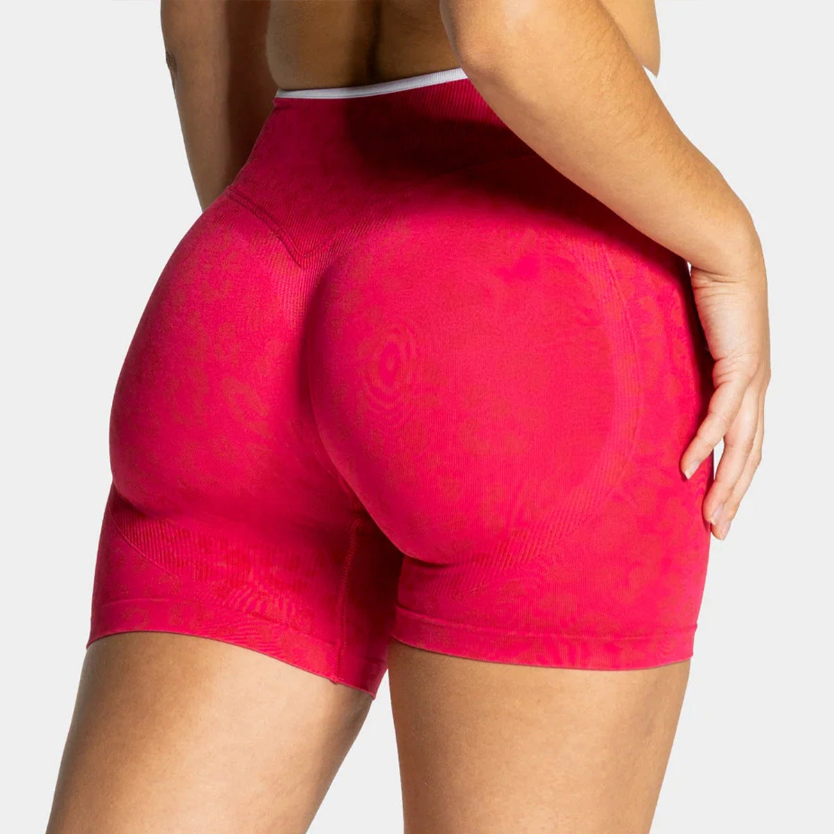Quick-dry Seamless Yoga Shorts With High Elasticity, Tummy Control, Color-blocked High Waist, Butt-lifting Design, Tight Fit, Suitable For Outdoor Wear, Running And Peach-shaped Hip Fitness Shorts by Ricaloux