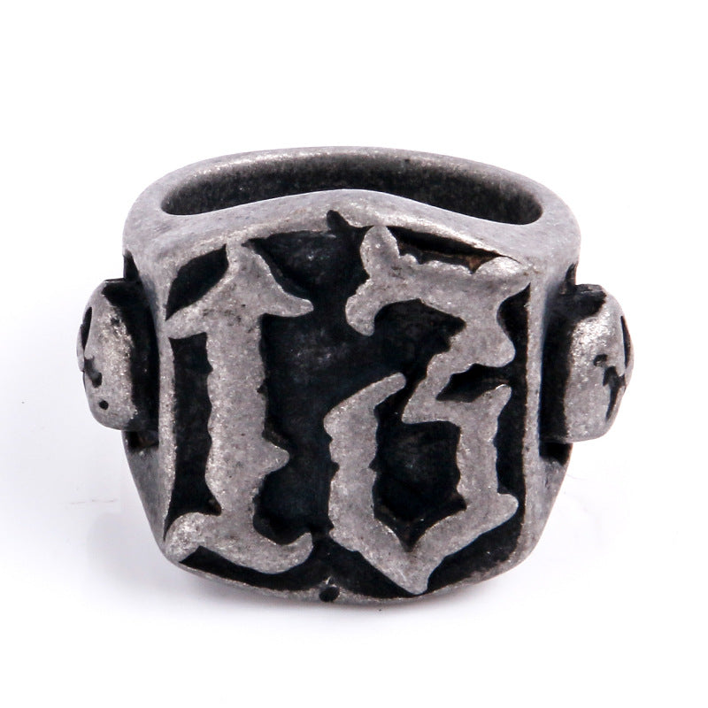 Jewelry Retro Domineering Domineering Ghost Head Men's Titanium Steel Ring by Ricaloux