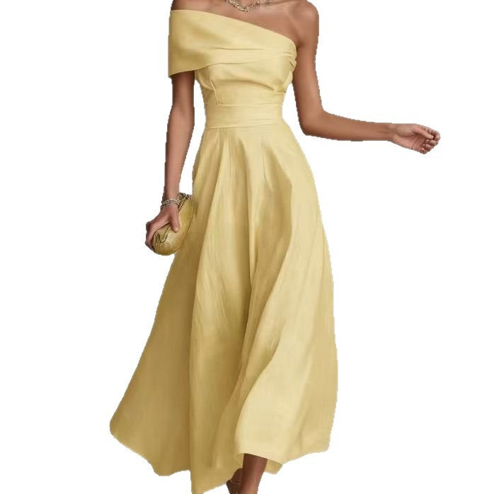 Womens Waist-cinching Off-shoulder Backless Dress by Ricaloux