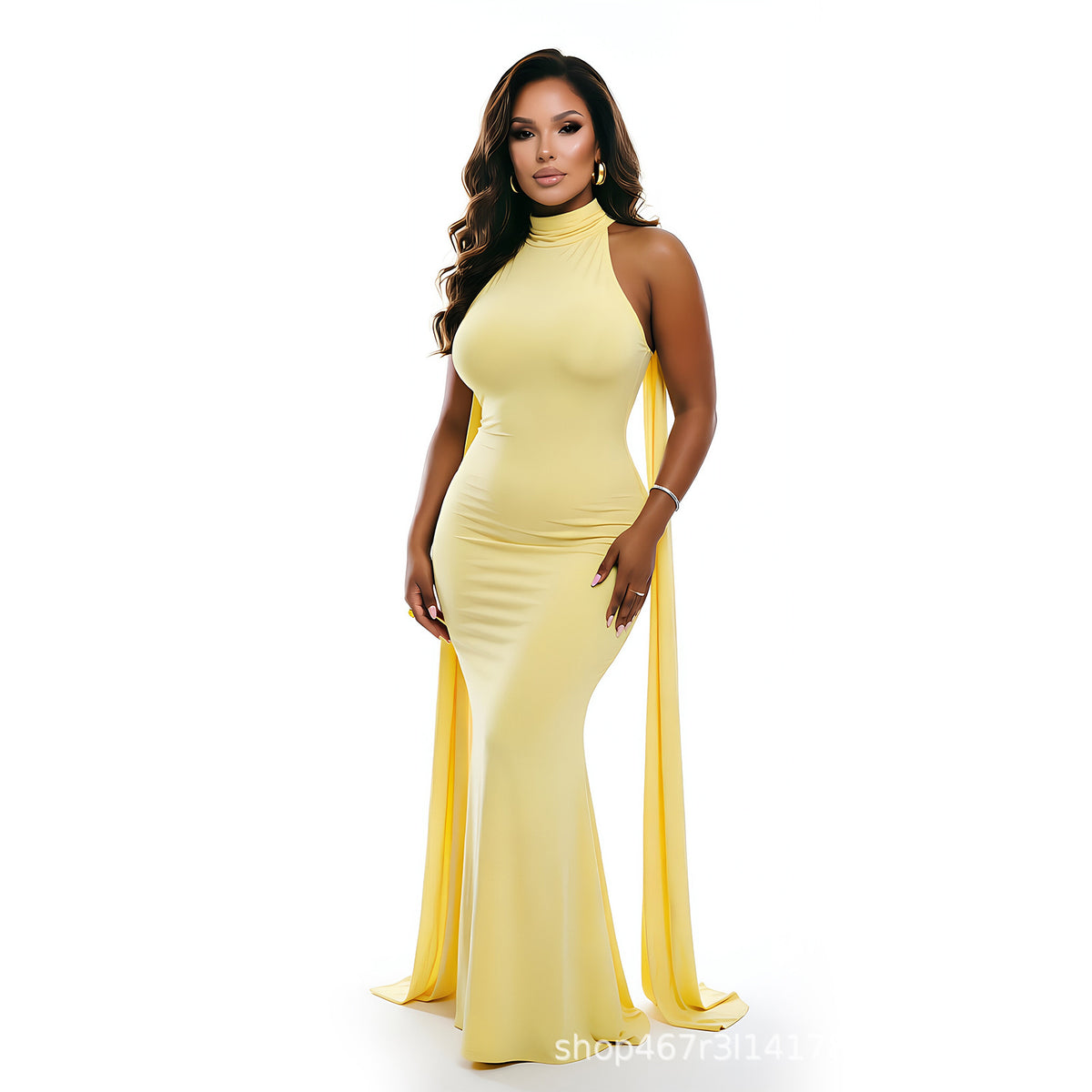 Figure-flattering Slimming Dress With A Cape by Ricaloux