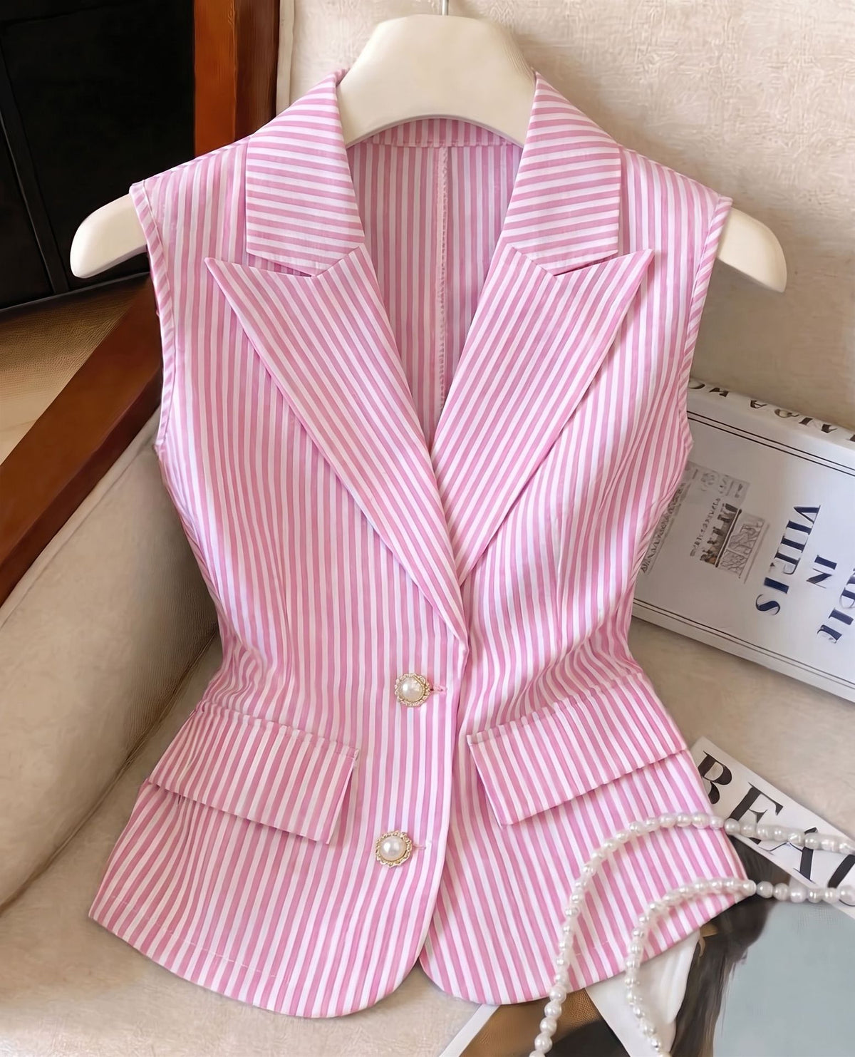European And American Striped Sleeveless Womens Shirt – Premium 0 | RICALOUX