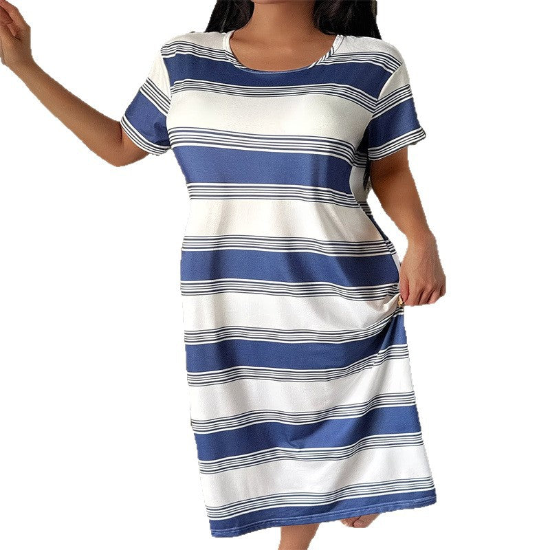 Printed Casual Plus Size Loungewear Dress by Ricaloux