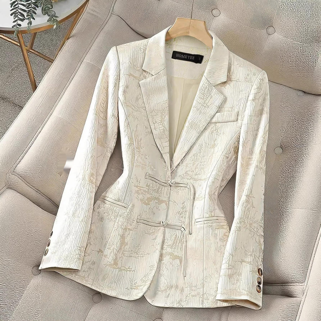 Chinese-style Solid-color Elegant Jacquard Two-button Blazer – Premium 0 | RICALOUX