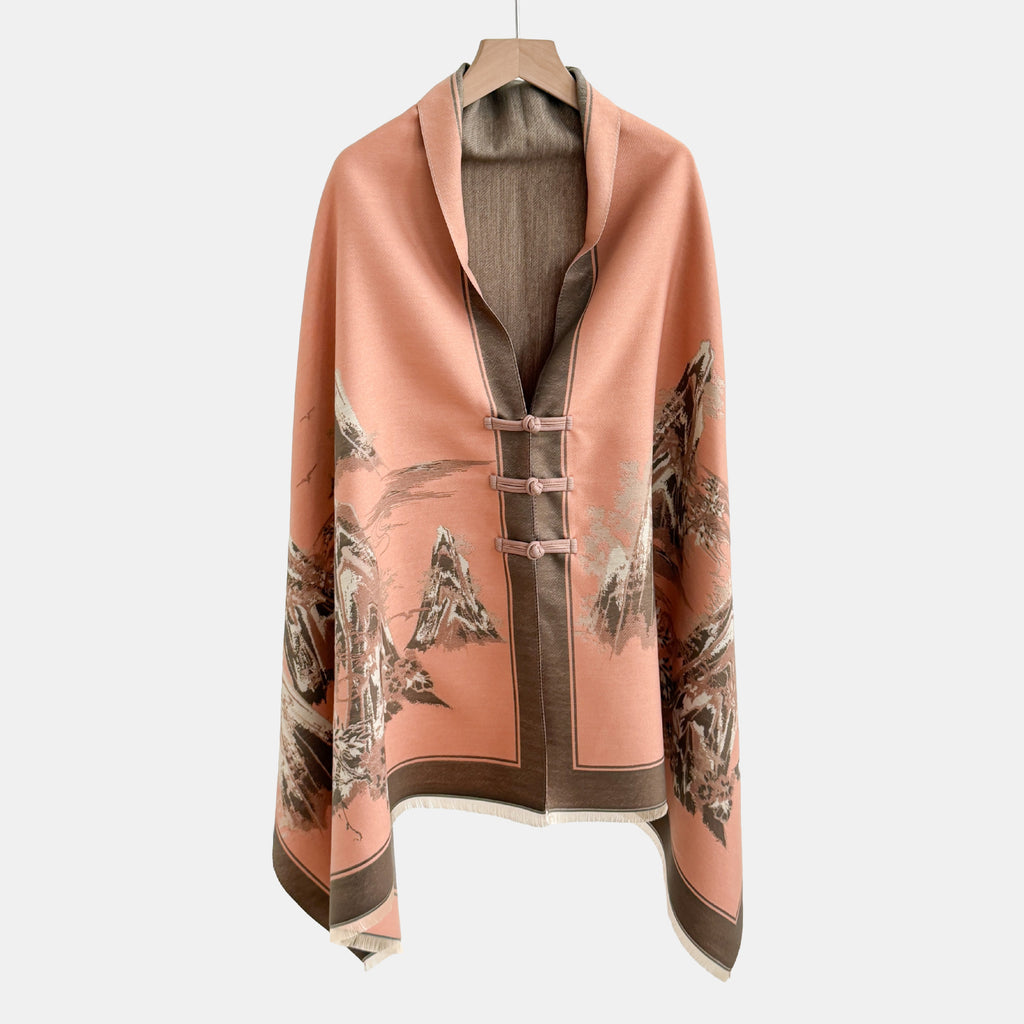 Vintage Knot-button Outerwear Jacquard Shawl – Premium 0 | RICALOUX
