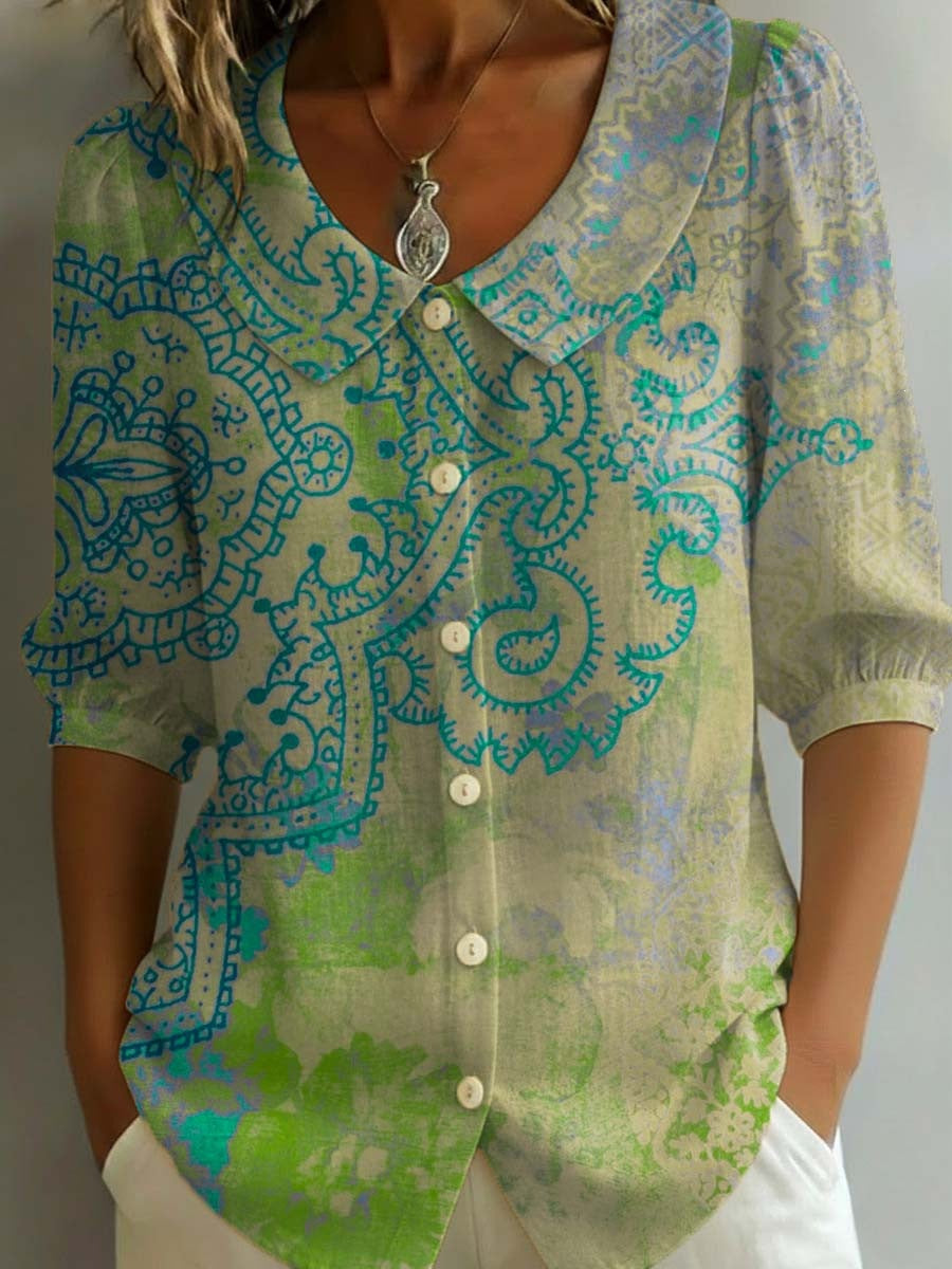 Womens Casual Fashion Printed Short-sleeve Top by Ricaloux