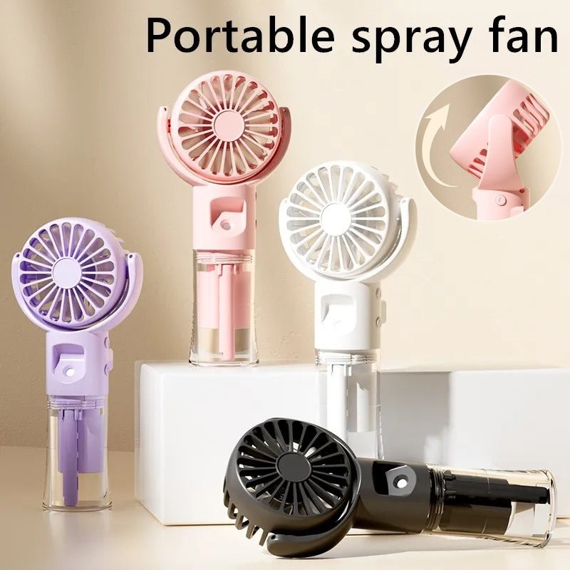 Portable Handheld Spray Fan 4-Speed Water Spray Mist Fan Summer Cooling Artifact USB Charging Summer Supplies Outdoor Mini Fan - RICALOUX