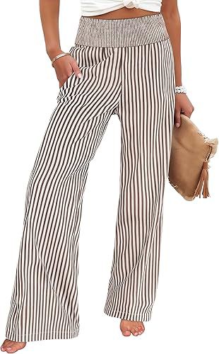 Womens Relaxed-fit High-waisted Casual Wide-leg Trousers With Pleats by Ricaloux