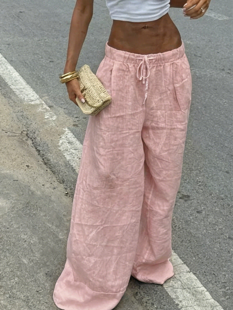 Womens Slim-fit Casual Loose-fitting Solid-color Trousers by Ricaloux