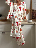 Ladies Christmas Cane Candy And Bow Pajama Set – Premium 4 | RICALOUX