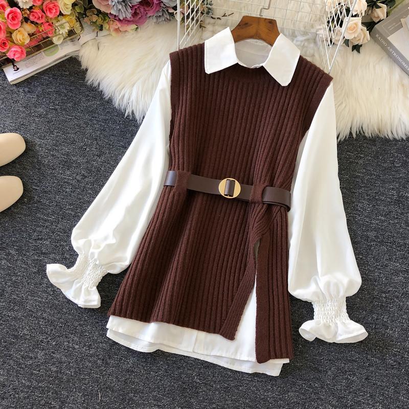 Shirt Knitted Two-piece Vest Set Fan High Quality Casual Fashion - RICALOUX