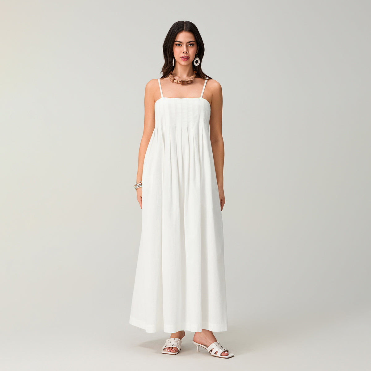 Patchwork Cotton Off-shoulder Strap Maxi Dress – Premium 0 | RICALOUX