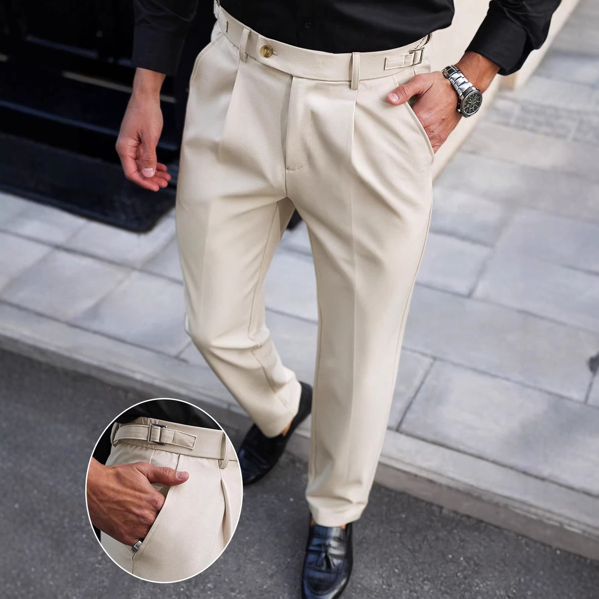Mens American-style Straight-leg Business-casual Trousers by Ricaloux