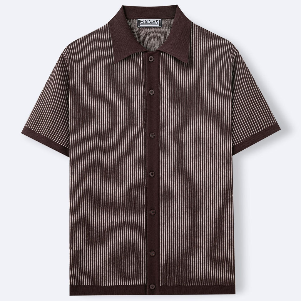 Mens Vertical-Striped Colorblock Lapel Knit Sweater – Premium 0 | RICALOUX
