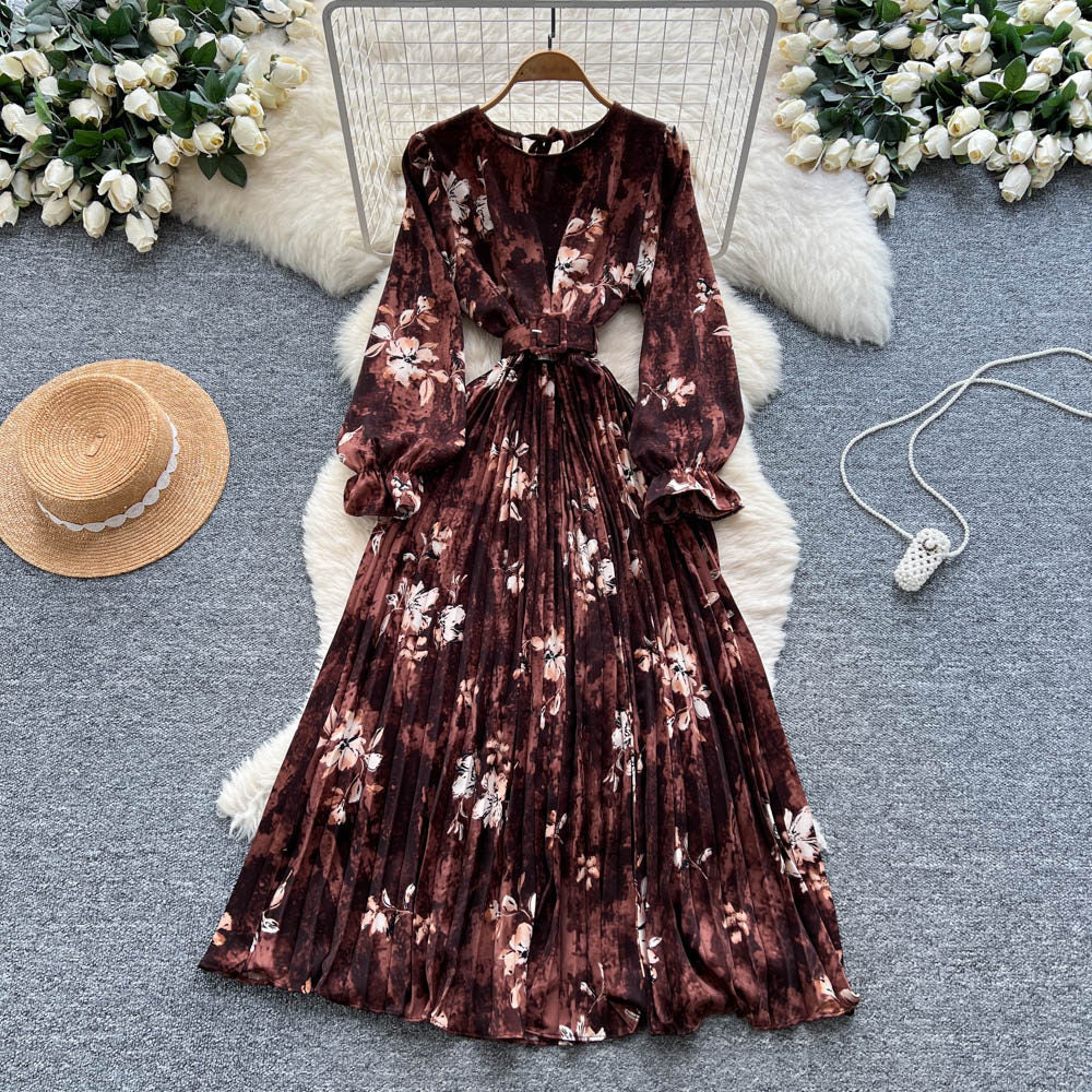Womens French-style Vintage Chic Printed Dress by Ricaloux