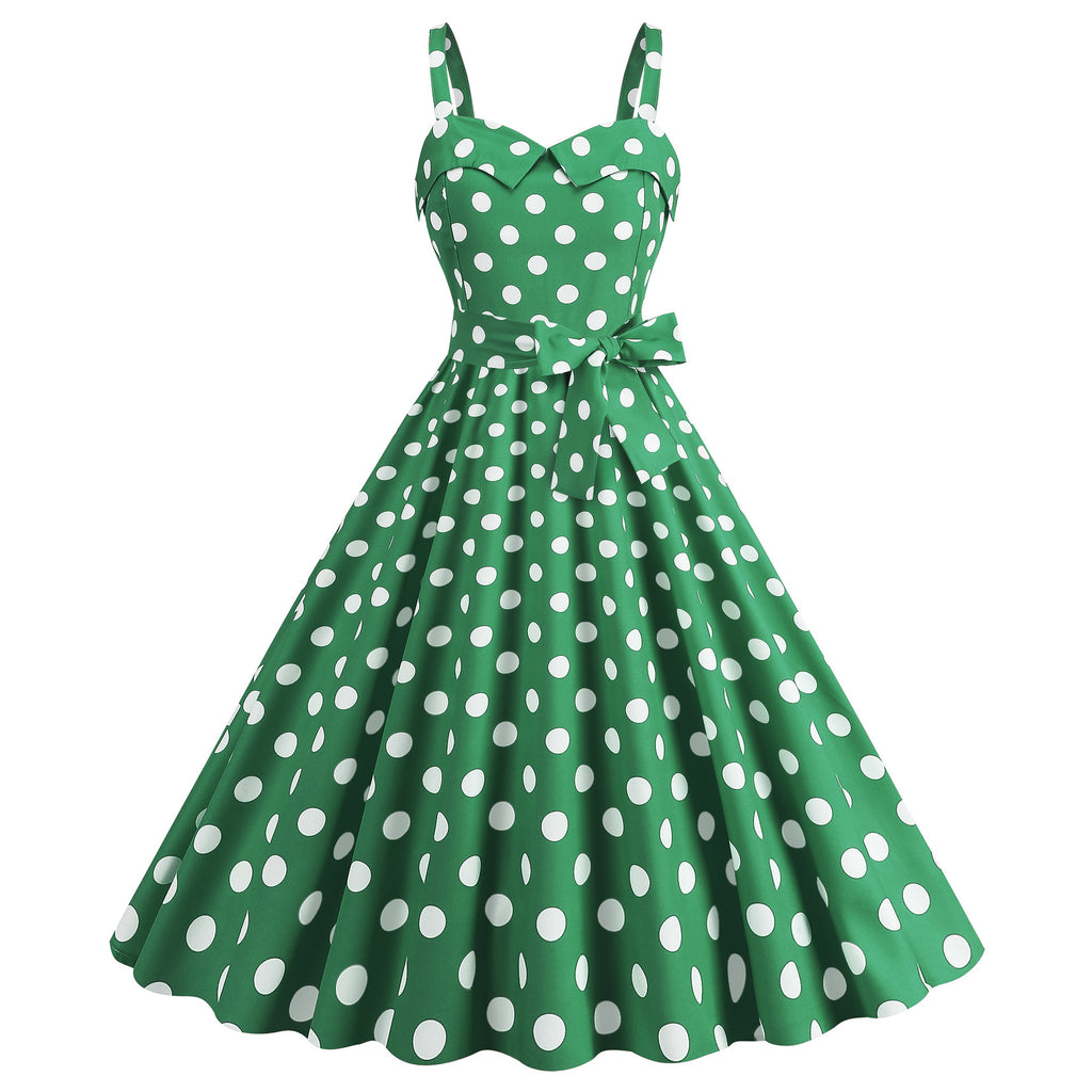 Polka-dot Print Vintage Swing Dress by Ricaloux