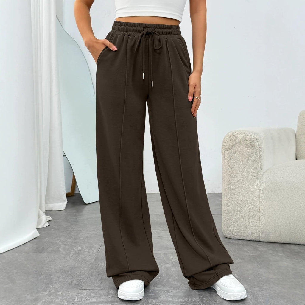 High-waisted Wide-leg Loose-fit Casual Womens Athletic Trousers – Premium 0 | RICALOUX