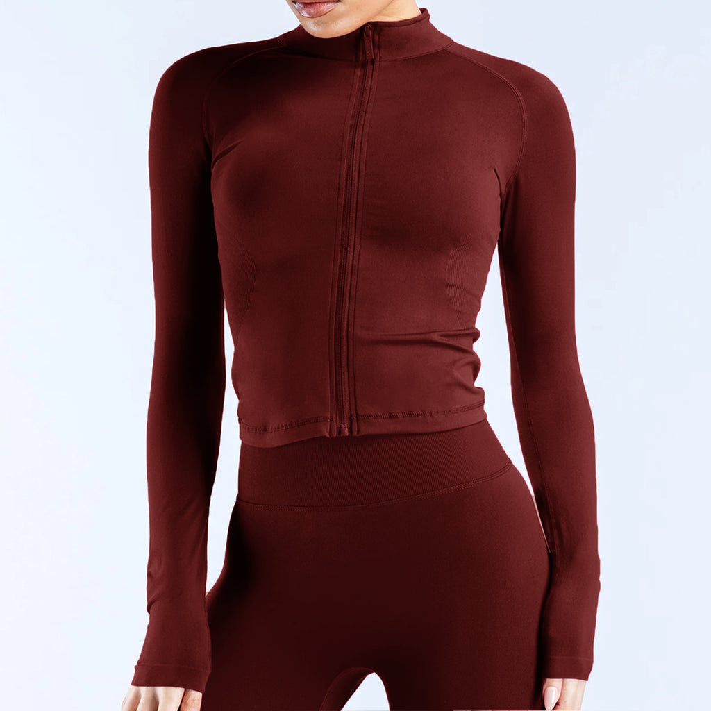 Seamless Zipper Long-sleeve Yoga Jacket Tight-fitting by Ricaloux