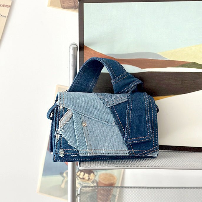 Denim Stitching Crossbody Bag Girls - RICALOUX