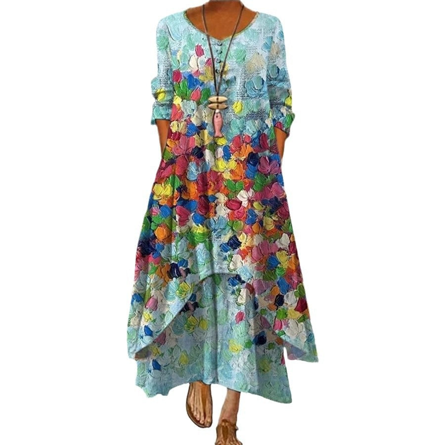 Womens Long Dress Asymmetrical Design – Premium 0 | RICALOUX
