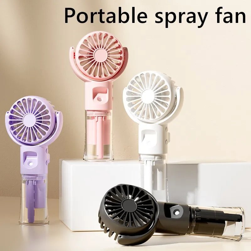 Portable Handheld Spray Fan 4-Speed Water Spray Mist Fan Summer Cooling Artifact USB Charging Summer Supplies Outdoor Mini Fan - RICALOUX