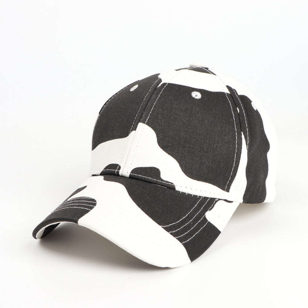 Cow Pattern Glossy Board Print Adjustable Simple And Versatile Style Peaked Cap Suitable For Outings, Entertainment And Shopping by Ricaloux