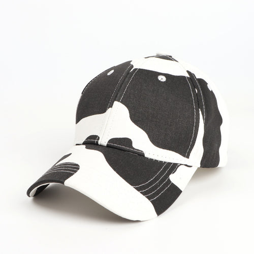 Cow Pattern Glossy Board Print Adjustable Simple And Versatile Style Peaked Cap Suitable For Outings, Entertainment And Shopping by Ricaloux