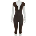 Womens Solid-color Slimming U-neck Jumpsuit by Ricaloux