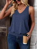 Women's V-Neck Sleeveless Blouson Hem Tank Top - Casual Loose Fit Camisole – Premium 4 | RICALOUX