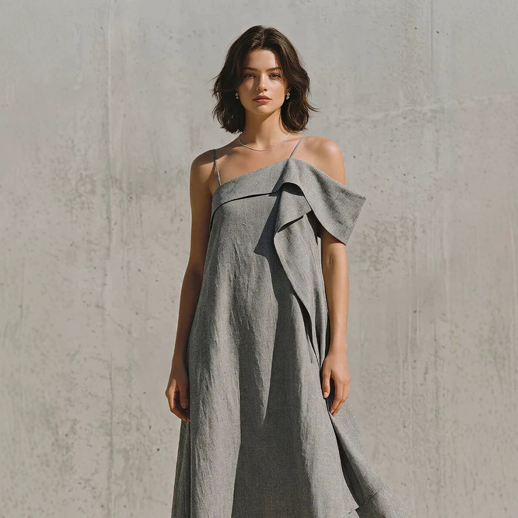Irregular Hem Asymmetrical Off-shoulder Dress by Ricaloux