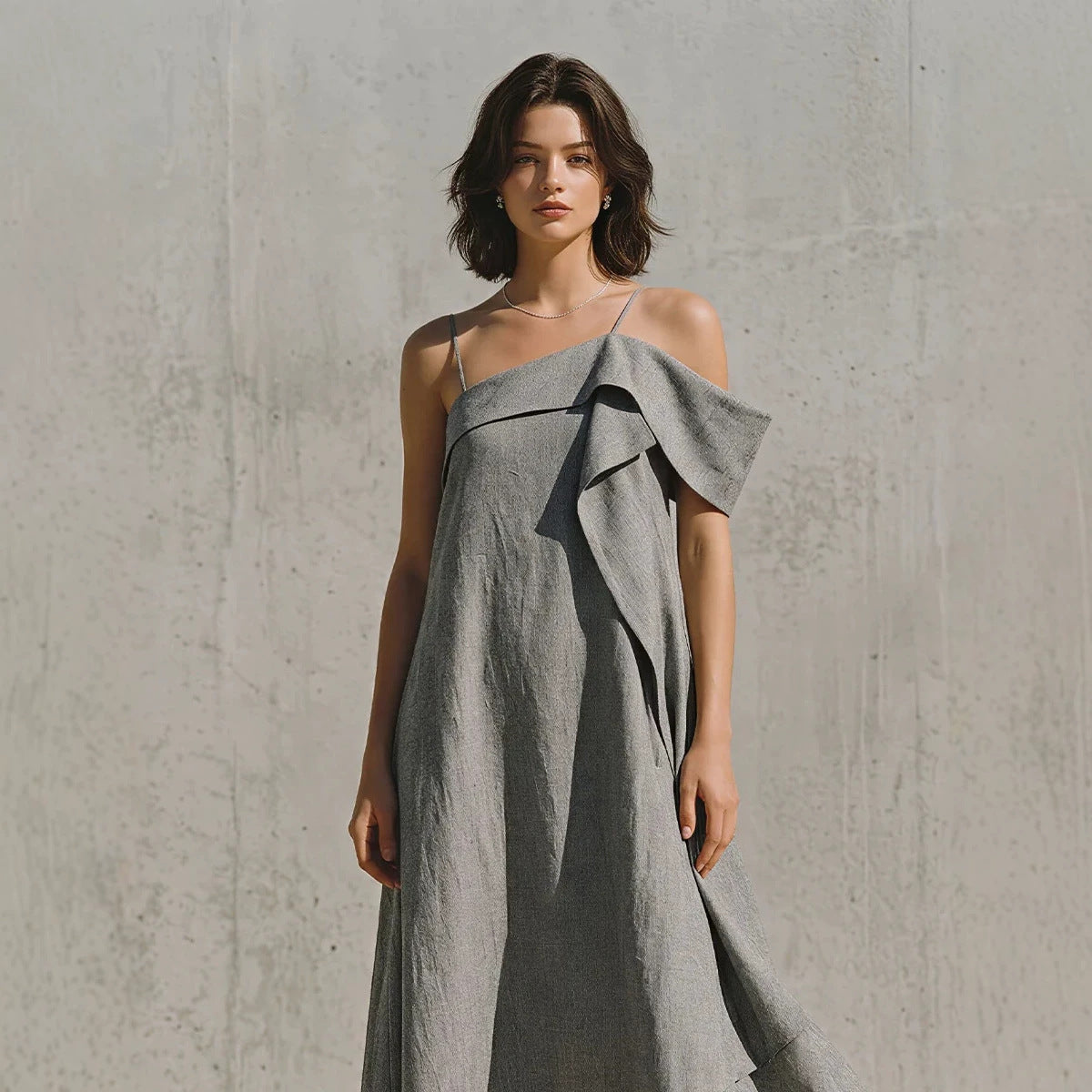 Irregular Hem Asymmetrical Off-shoulder Dress by Ricaloux