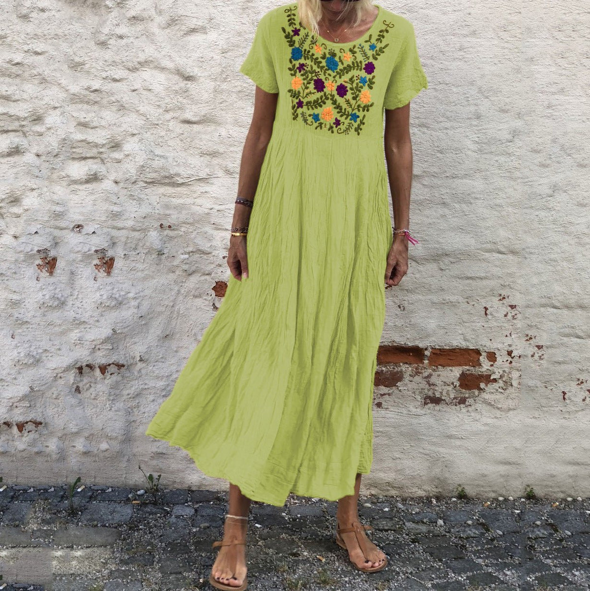 Women's boho long skirt sleeveless loose dress - RICALOUX