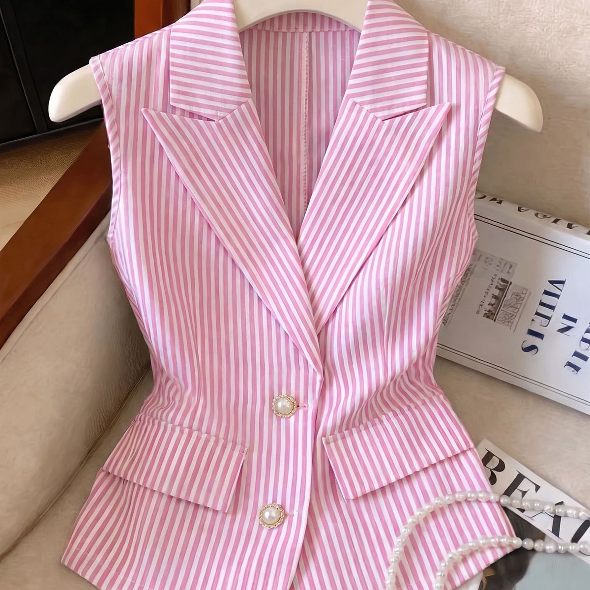 European And American Striped Sleeveless Womens Shirt – Premium 0 | RICALOUX