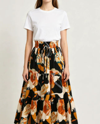 High-waisted A-line Skirt Bohemian-style Printed Flared Skirt – Premium 0 | RICALOUX