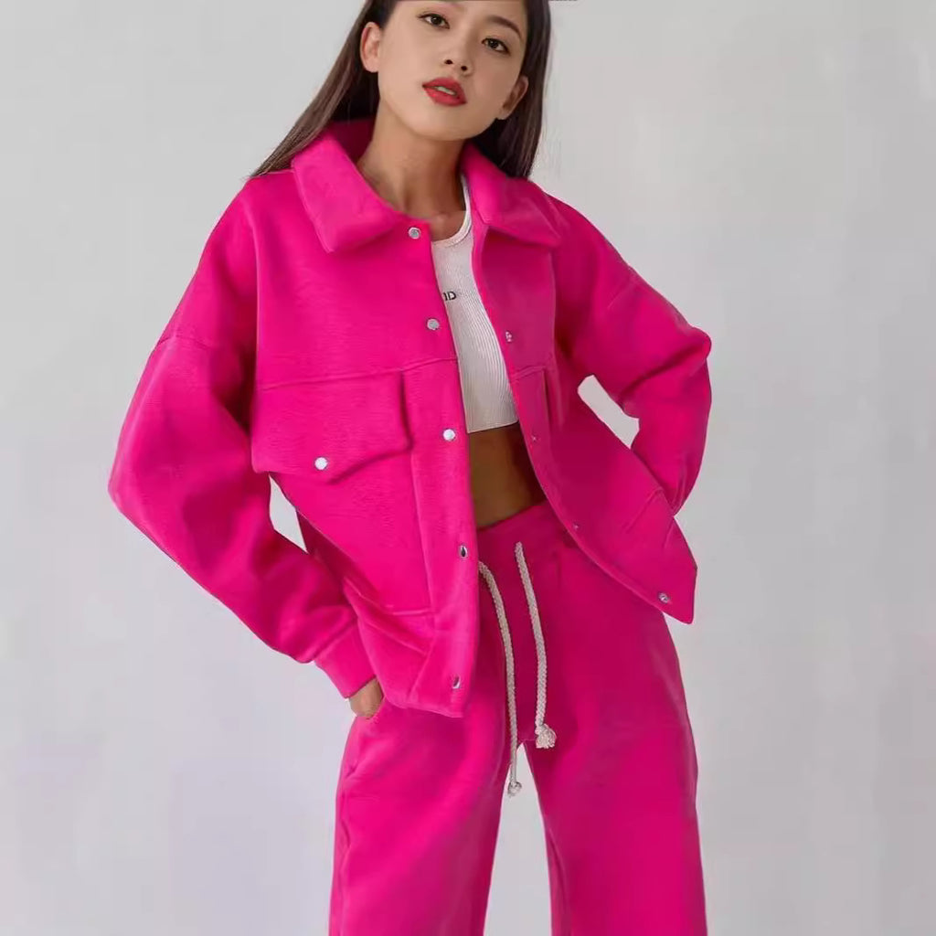 Casual Long-sleeve Two-piece Set Single-breasted Jacket And Sweatshirt – Premium 0 | RICALOUX