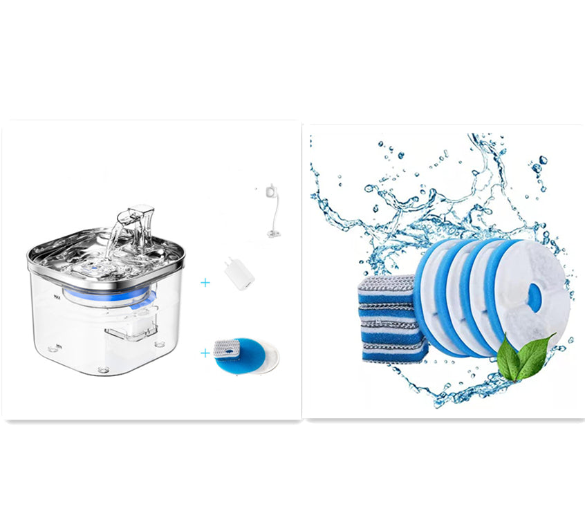 Pet Cat Dog Stainless Steel Automatic Circulation Water Dispenser Intelligent Fountain Pets Accessories by Ricaloux