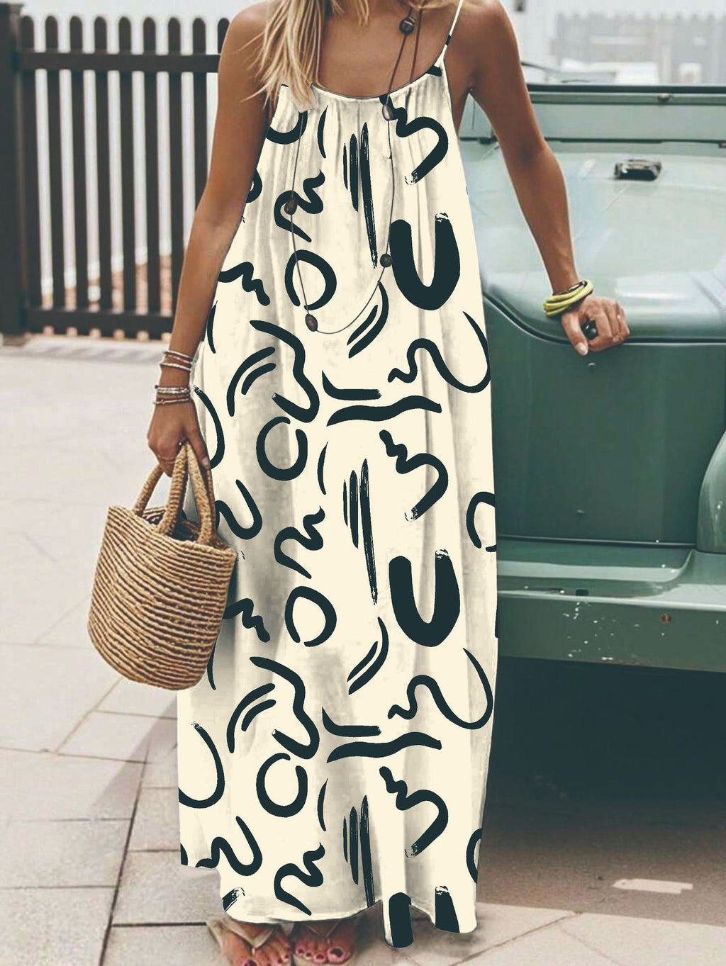 Casual Strappy Open-Back Loose Dress by Ricaloux