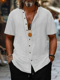 Fashionable Mens Retro Shirt With Buttons Made Of Cotton And Linen Casual Style – Premium 0 | RICALOUX