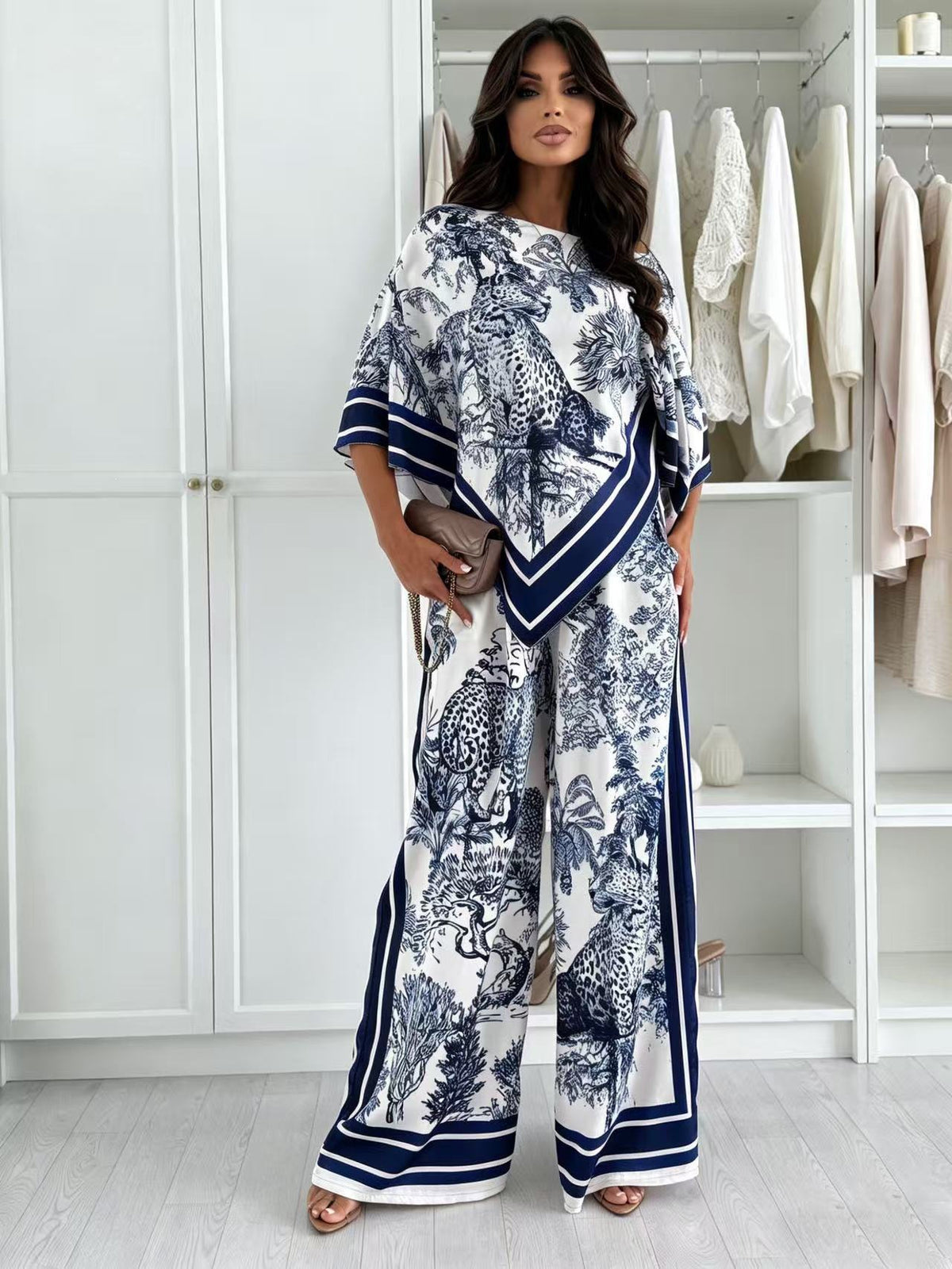Fashionable Printed Top Patterned Pants Set by Ricaloux