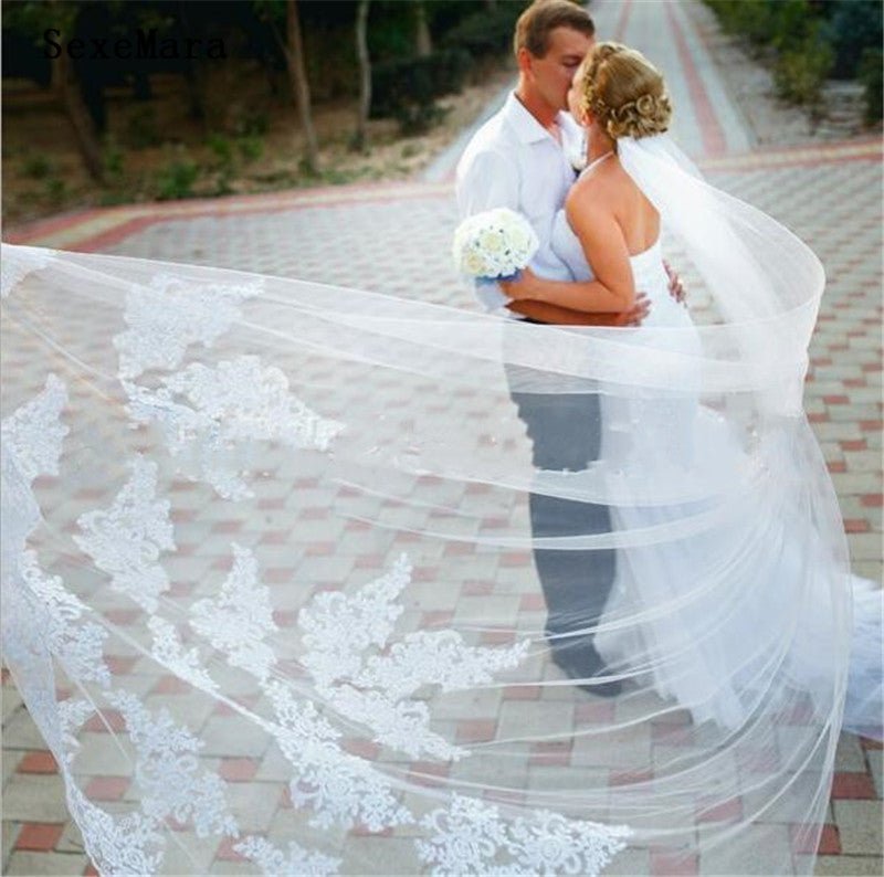 Women's Elegant And Simple Lace White Veil - RICALOUX