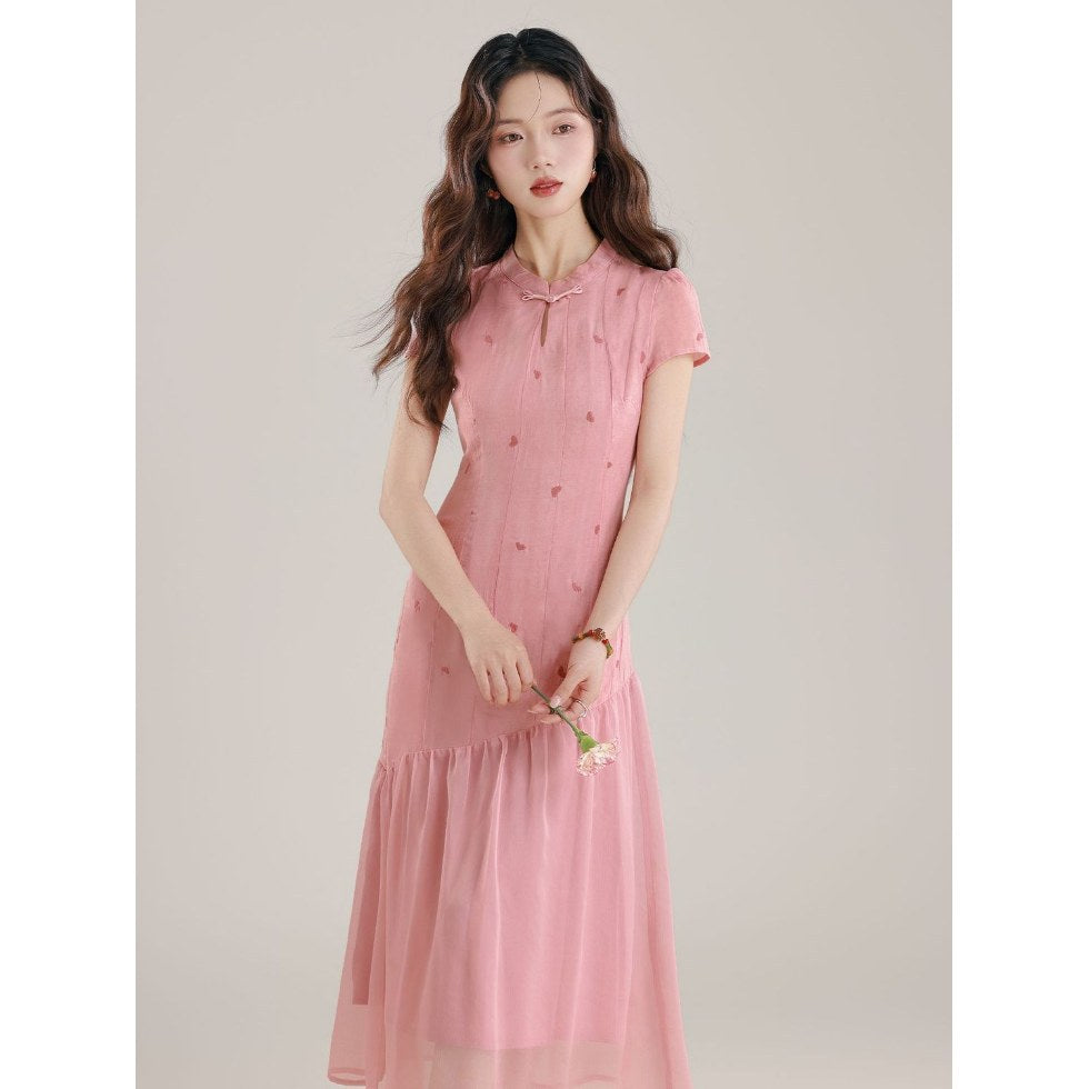 Womens New Chinese-Style Spliced Fake Two-Piece Dress by Ricaloux