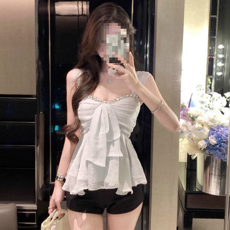 Elegant Diamond-embellished Top Womens Short-sleeved Blouse – Premium 0 | RICALOUX